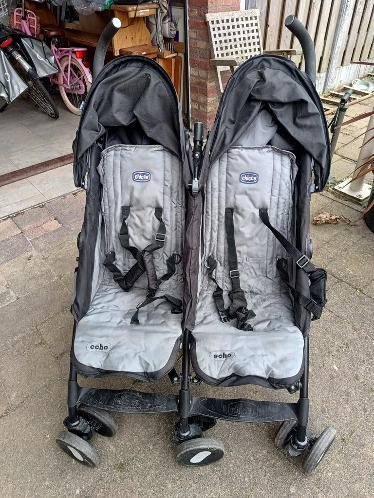 Tweeling duo buggy chicco grijs antraciet, Kinderen en Baby's, Buggy's, Ophalen of Verzenden, Gebruikt
