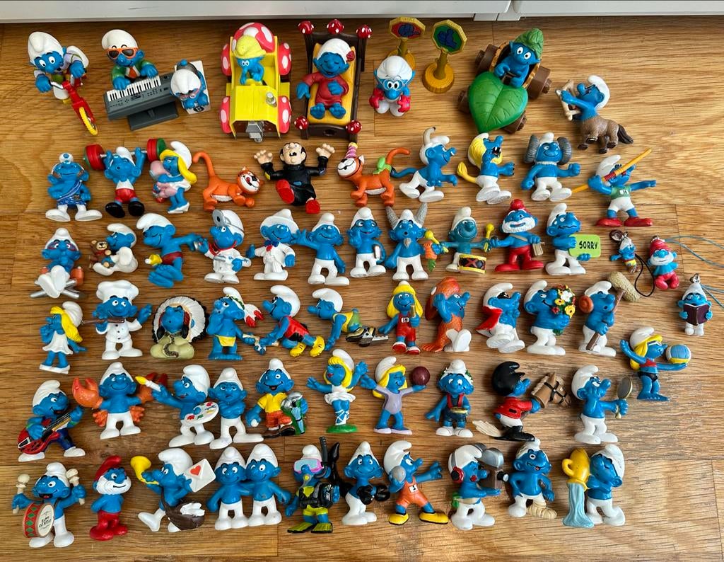 Grote Smurfen verzameling 60+ Schleich, Peyo, Jakks Pacific, Verzamelen, Smurfen, Gebruikt, Poppetje, Figuurtje of Knuffel, Verschillende Smurfen