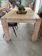 Robuuste eettafel van massief eiken, 2,20 bij 1,00m, Huis en Inrichting, Tafels | Eettafels, Gebruikt, 100 tot 150 cm, Eikenhout