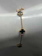 Gouden armband klavertje 4 Onyx, Sieraden, Tassen en Uiterlijk, Verzenden, Zo goed als nieuw, Met edelsteen, Goud