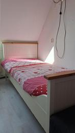 Eenpersoonsbed met lattenbodem en matras, Gebruikt, Eenpersoons, Wit, Ophalen of Verzenden