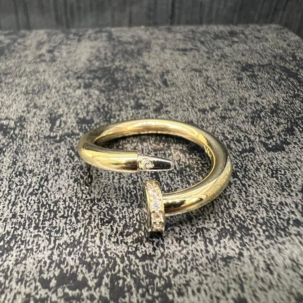 14 karaats gouden ring spijker model italy, Sieraden, Tassen en Uiterlijk, Ophalen of Verzenden, Nieuw, Goud, Dame