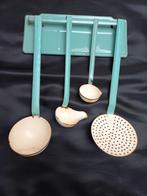 Oude emaille keukenrek met lepels - Groen/Wit, Ophalen of Verzenden