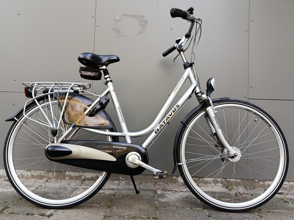 Damesfiets Batavus 7 versnellingen, AXA slot, verlichting, 53 tot 56 cm, Ophalen, Zo goed als nieuw, Versnellingen