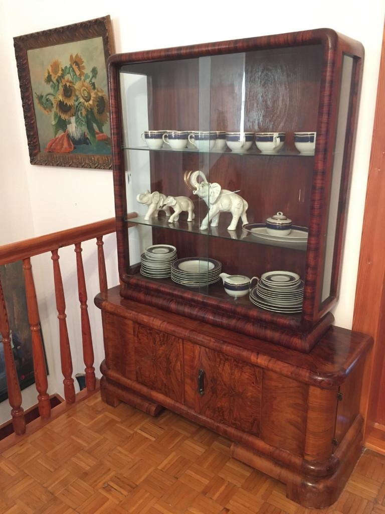 een stijlvolle en originele Art Deco vitrinekast 1930-1950, Huis en Inrichting, Kasten | Vitrinekasten, Ophalen, Gebruikt, 50 tot 100 cm