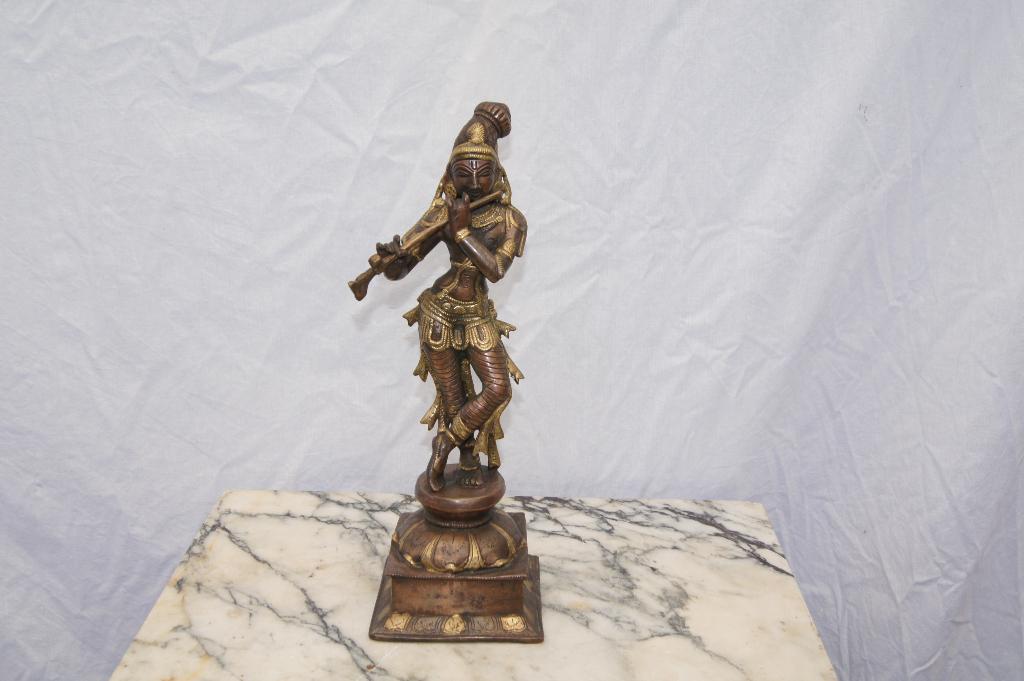 Krishna Hindoe Goddelijke muziekant, Antiek en Kunst, Kunst | Beelden en Houtsnijwerken, Beeld, Brons, Ophalen of Verzenden