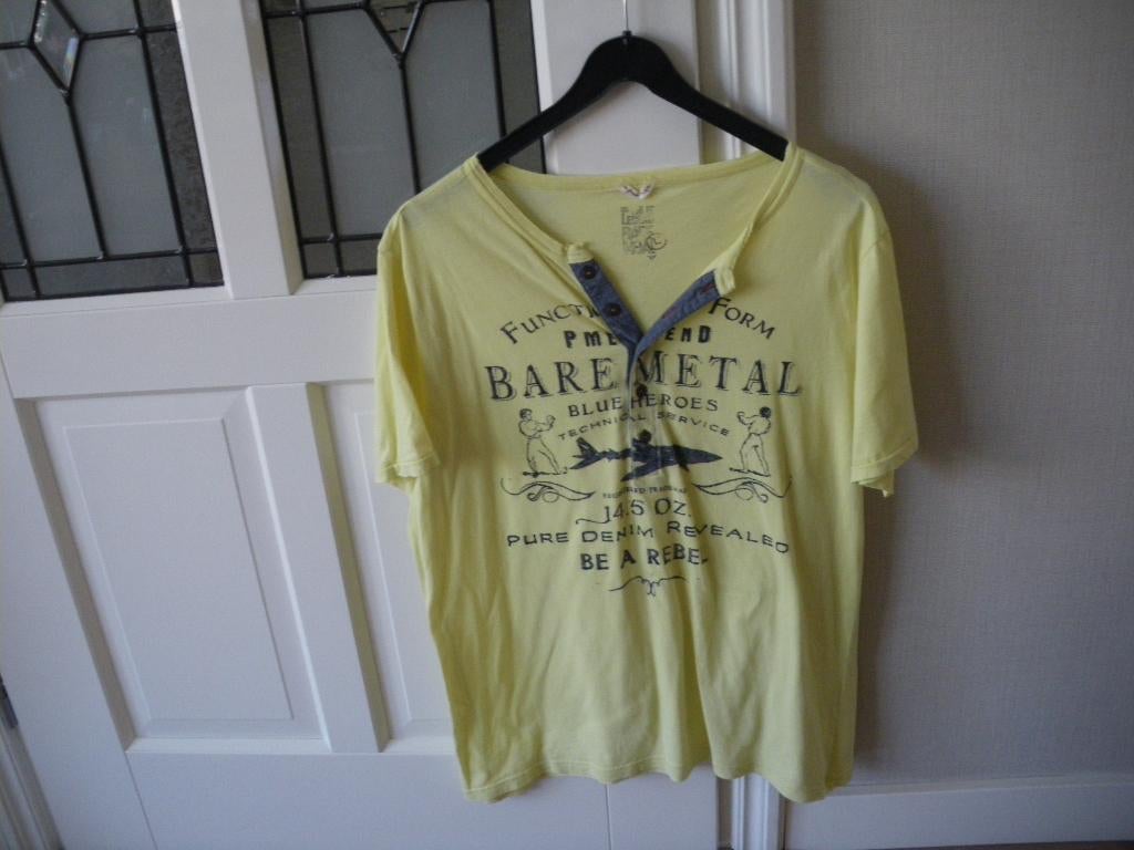 merk pme legend mooi geel zomer shirt leuke print large, Ophalen of Verzenden, Zo goed als nieuw, Maat 52/54 (L), Geel