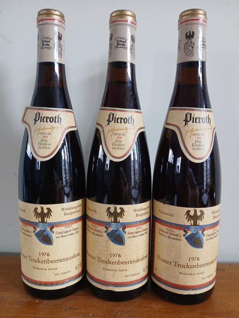 3 flessen 1976 Pieroth Ruster Trockenbeerenauslese -, Overige gebieden, Ophalen of Verzenden, Vol, Witte wijn