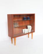 Vintage boekenkast teak vitrinekast meubel retro, Ophalen, Met deur(en), Vintage retro deens design midcentury scandinavisch, Glas