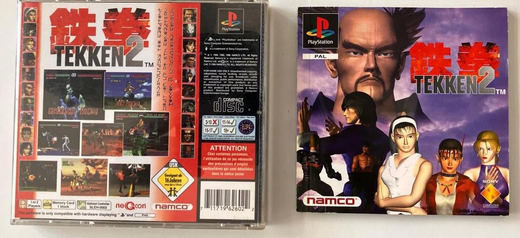 Tekken 1 en 2 voor PlayStation 1, Gebruikt, Vechten, Verzenden, 2 spelers