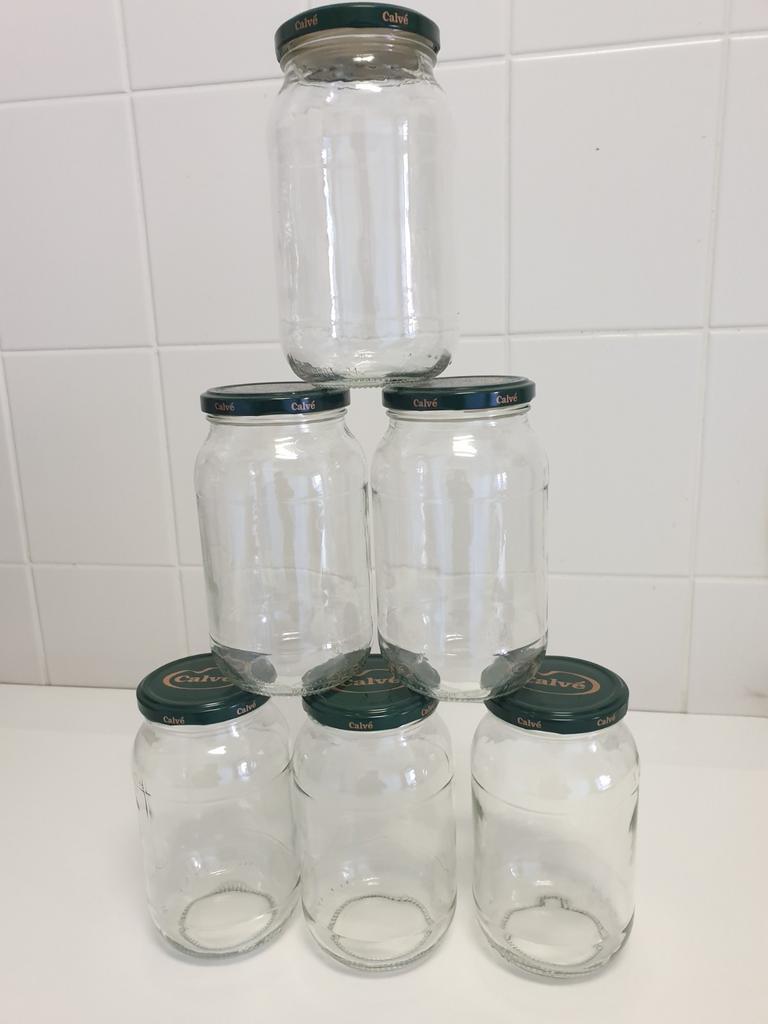 15 Lege glazen potten van 600ml, Huis en Inrichting, Keuken | Potten en Pannen, Ophalen of Verzenden, Zo goed als nieuw, Glas