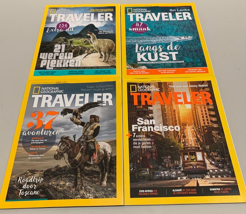 National Geographic Traveler, 2018, 4 reguliere edities, Ophalen of Verzenden, Zo goed als nieuw, Wetenschap en Natuur