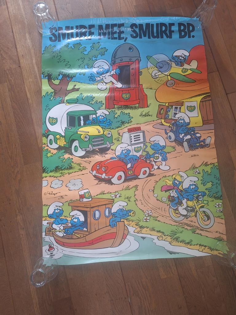Originele BP poster Smurfen, Ophalen of Verzenden, Gebruikt, Verschillende Smurfen