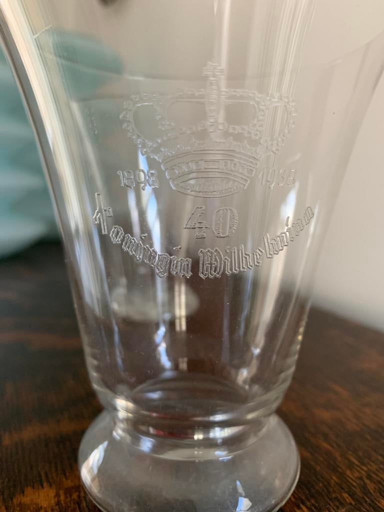 Wilhelmina glas jubileum leerdam 5x, Antiek en Kunst, Antiek | Glas en Kristal, Ophalen of Verzenden