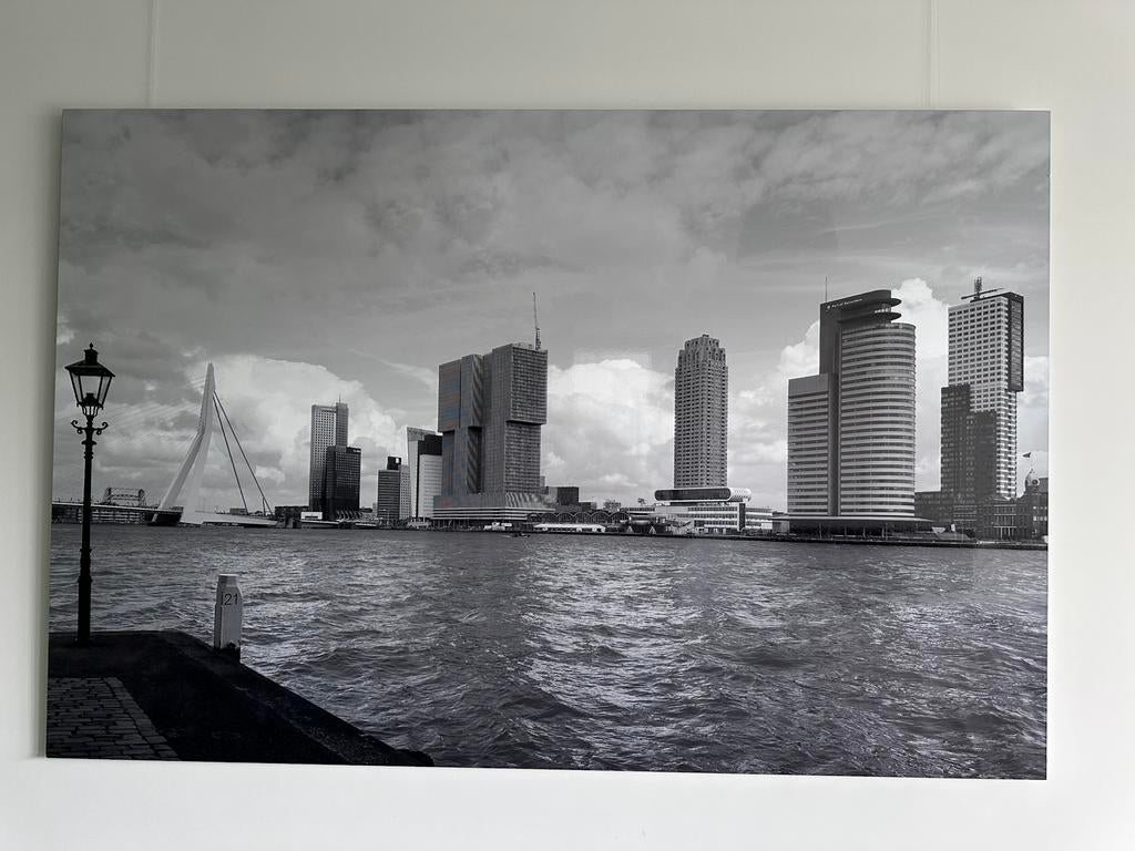 Foto van Rotterdam | zwart wit foto op aluminium, Ophalen, 75 tot 100 cm, Oorspronkelijke maker, 50 tot 75 cm
