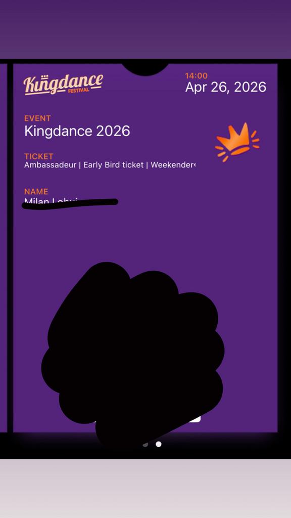 Ticket Kingdance maandag 27 april, Tickets en Kaartjes, Evenementen en Festivals, Eén persoon