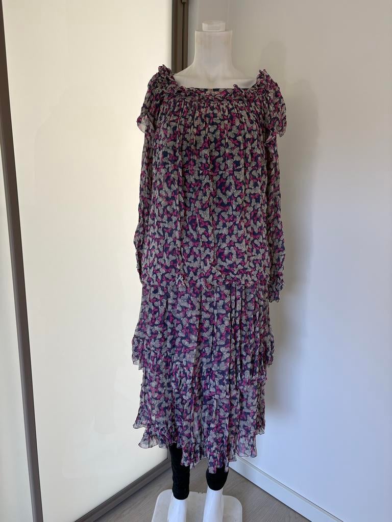 Fong Leng rok, top  met vlinderprint., Kleding | Dames, Paars, Ophalen of Verzenden, Maat 34 (XS) of kleiner, Gedragen
