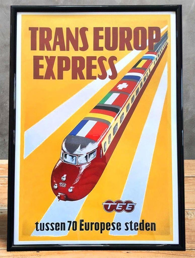 Trans Europ Express NS Spoorwegen Trein Poster in lijst, Verzamelen, Ophalen of Verzenden, Nieuw, Trein, Overige typen