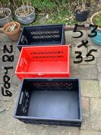 3 opvouwbare inklapbare plastic kratten, Ophalen, Opvouwbaar, 50 tot 75 cm, Minder dan 35 cm