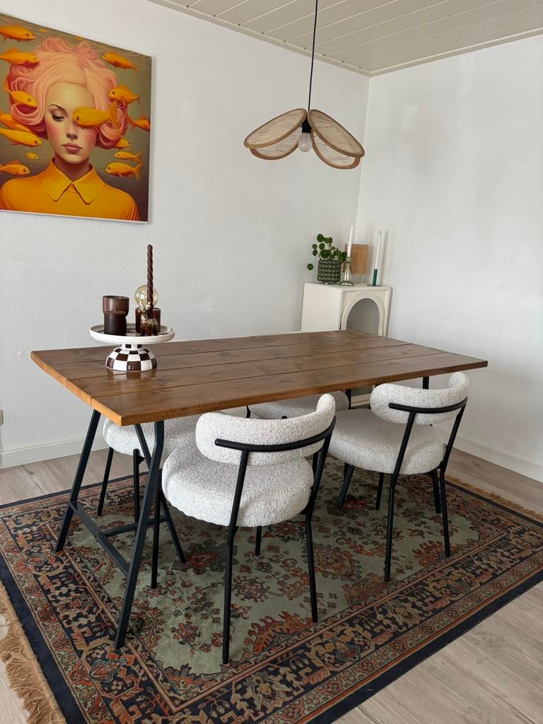 4 nieuwe House Nordic stoelen cremekleur boucle, Huis en Inrichting, Stoelen, Ophalen, Overige kleuren, Nieuw, Scandinavisch