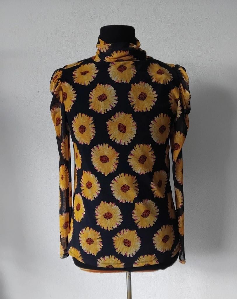 Fabienne Chapot Jane puffed sleeve top met zonnebloemen, Kleding | Dames, Zwart, Maat 42/44 (L), Ophalen of Verzenden, Zo goed als nieuw