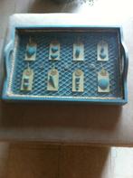 Design houten dienblad blauw L 40 Br 29 H 5 cm, Ophalen of Verzenden, Rechthoekig, Hout