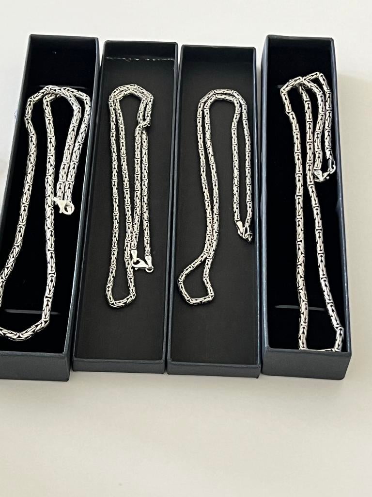 Zilveren Koningsketting - Diverse Lengtes, Sieraden, Tassen en Uiterlijk, Kettingen, Ophalen of Verzenden, Nieuw, Zilver