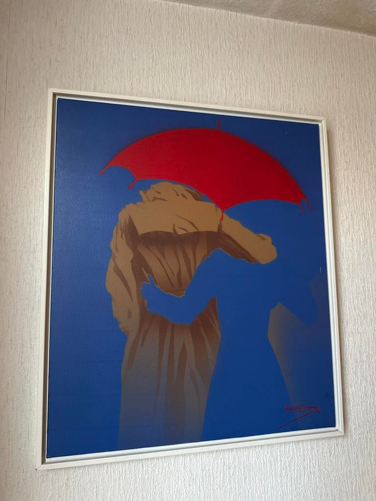 Schilderij Gerrit Heijser - Man met rode paraplu, Ophalen