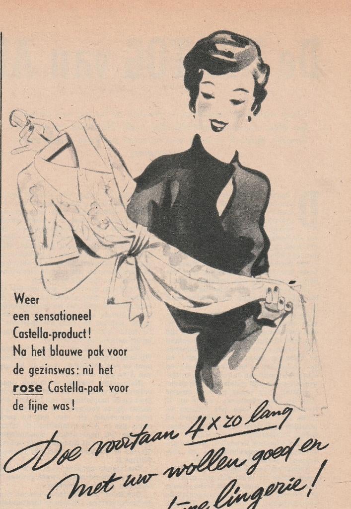 Retro reclame 1951 Castella Nijmegen wolwas wollen goed, Verzamelen, Retro, Verzenden, Overige typen