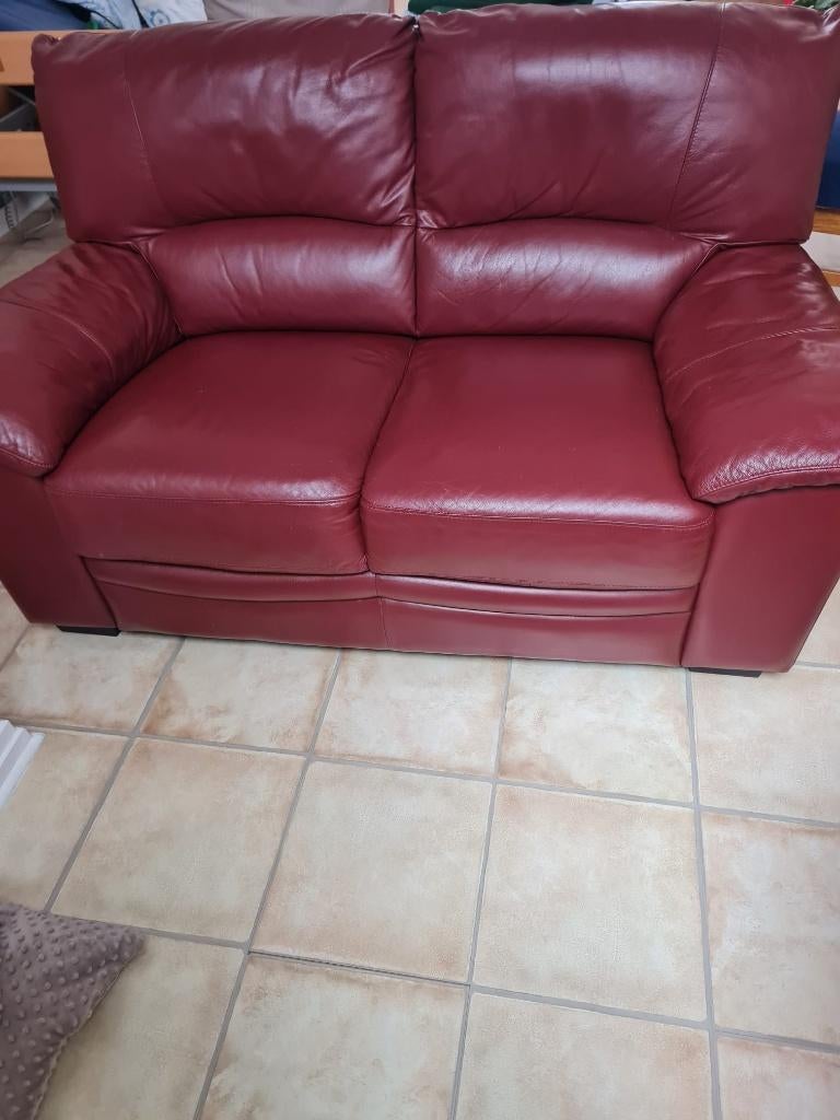 Leren bankstel 3+2 zitsen + een fauteuil, Huis en Inrichting, Ophalen, Overige maten, Minder dan 75 cm, Leer