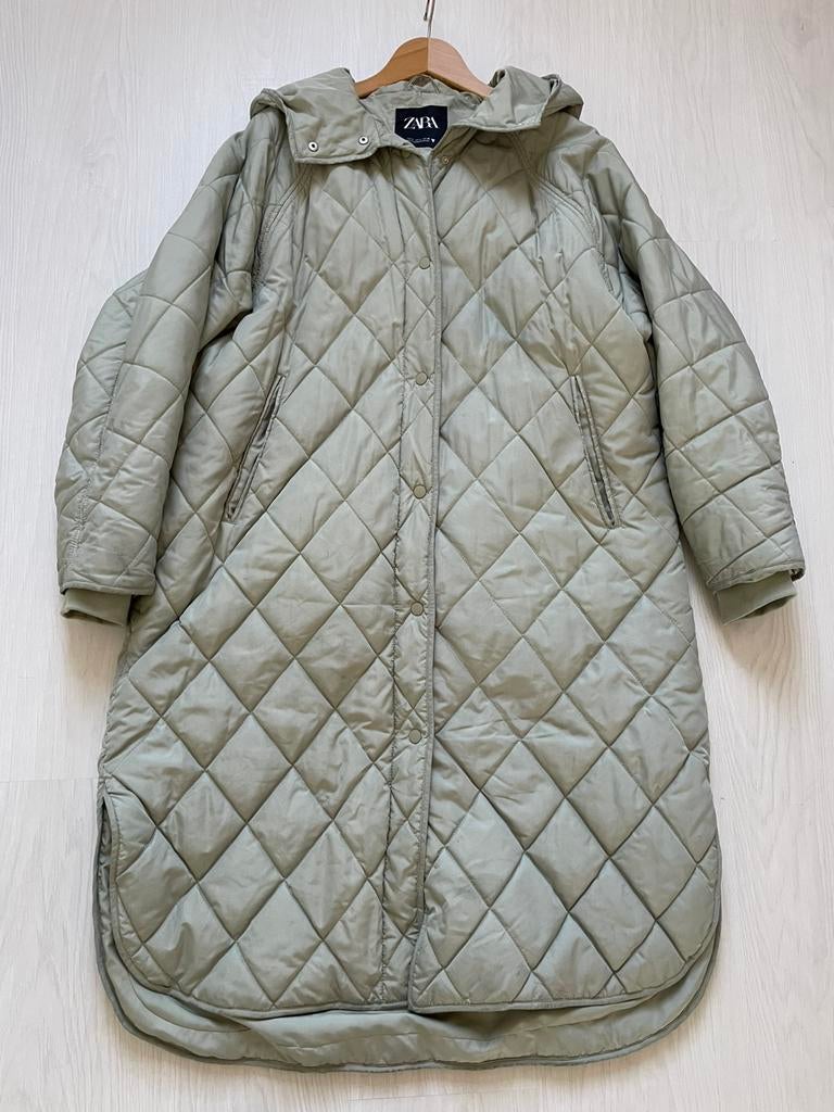Dames winterjas, Zara, maat L, Ophalen of Verzenden, Zo goed als nieuw, Maat 46/48 (XL) of groter, Groen