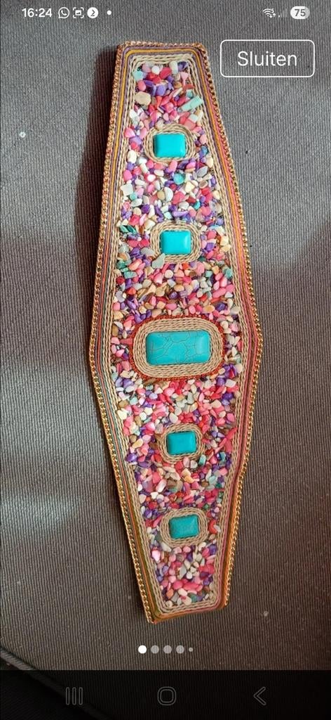 Nieuwe brede elastische Ibiza riem met steentjes, 80 tot 90 cm, 5 cm of meer, Nieuw, Tailleriem