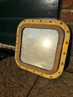 Vierkante bronzen patrijspoort spiegel, Ophalen, Vierkant, Minder dan 50 cm, Minder dan 100 cm