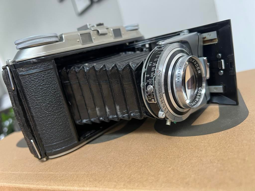 Voigtländer Bessa II met Color-Heliar 1:3,5/105 lens, Ophalen of Verzenden, Gebruikt, Compact, Overige Merken