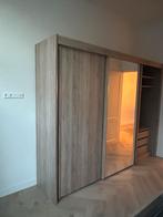 Houten kledingkast met spiegel en verlichting, Gebruikt, 200 cm of meer, Ophalen of Verzenden, Met lade(s)