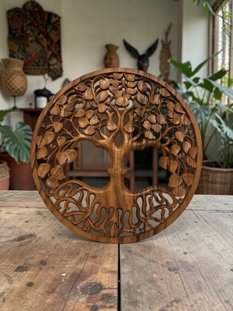 Levensboom handgemaakt van hout 60 cm, Oosters, Verzenden, ., Hout