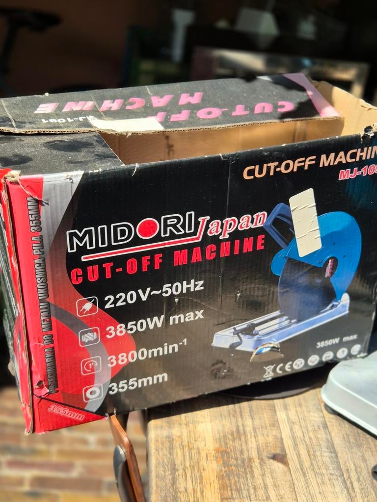 Midori Japan Afkortzaag 3850W - Krachtige Metaalzaag, Doe-het-zelf en Verbouw, 70 mm of meer, Ophalen of Verzenden, Zo goed als nieuw