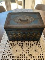 Antiek bewaarblik blauw dessin 20x30x16, Ophalen of Verzenden, Zo goed als nieuw, Overige