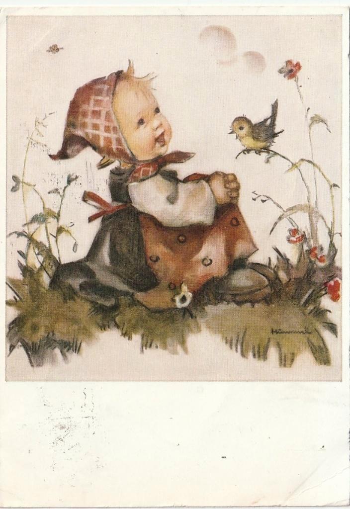 HÜMMEL MEISJE VOGEL UIT 1959 ZEER MOOIE OUDE KAART Kl600, Verzamelen, Ansichtkaarten | Themakaarten, Gelopen, 1940 tot 1960, Ophalen of Verzenden