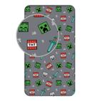 Minecraft Hoeslaken 90x200 cm - Katoen, Hoeslaken of Sloop, Nieuw, Ophalen of Verzenden, Grijs