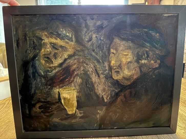 Jan Stolker schilderij in lijst mannen gezichten gesigneerd, Antiek en Kunst, Kunst | Schilderijen | Klassiek, Ophalen of Verzenden