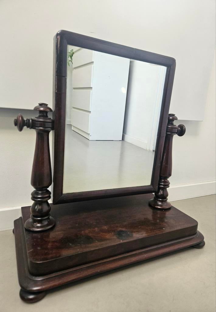 Antieke Toiletspiegel Empire stijl, Antiek en Kunst, Ophalen, Ovaal, Minder dan 50 cm