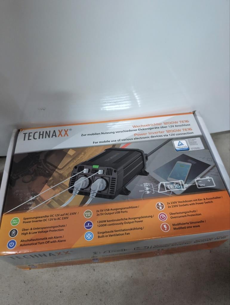 Technaxx Power Inverter 1200W TE16 - Omvormer 12V naar 230V, Ophalen of Verzenden, Nieuw, Universele onderdelen
