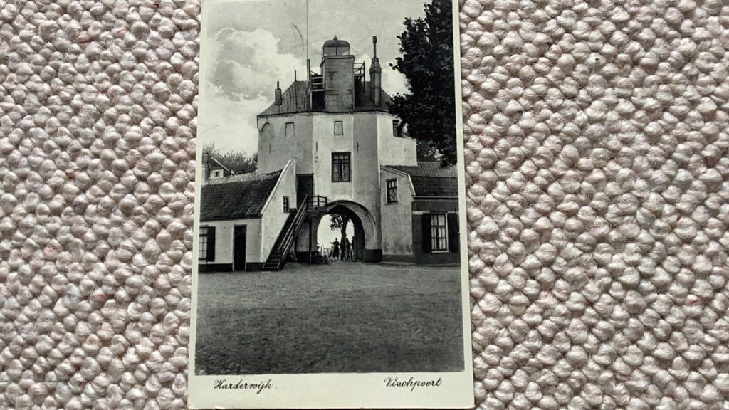 Ansichtkaart Harderwijk Vischpoort 1937. 934, Ophalen of Verzenden, 1920 tot 1940, Gelopen, Gelderland