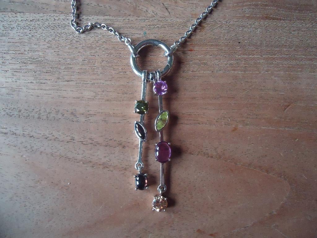 mooie echt zilveren tisento ketting met grote hanger 925, Ophalen of Verzenden, Zo goed als nieuw, Met kristal, Zilver