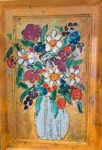 Kleurrijk Abstract Bloemen Schilderij in Lijst - Carin Art, Ophalen of Verzenden