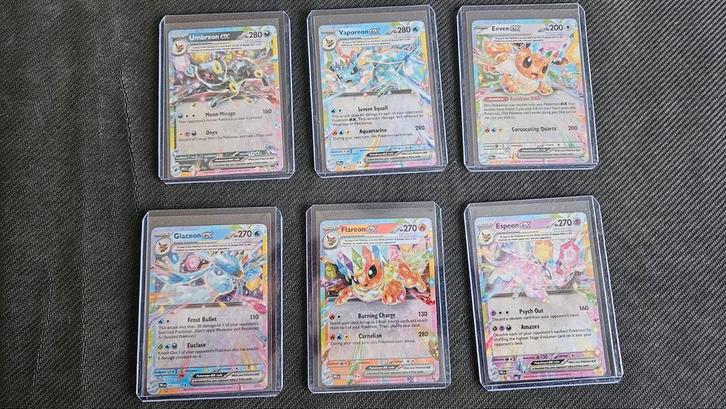 Pokémon EX Kaarten Set - Glaceon, Flareon, Espeon, Umbreon, Hobby en Vrije tijd, Verzamelkaartspellen | Pokémon, Zo goed als nieuw