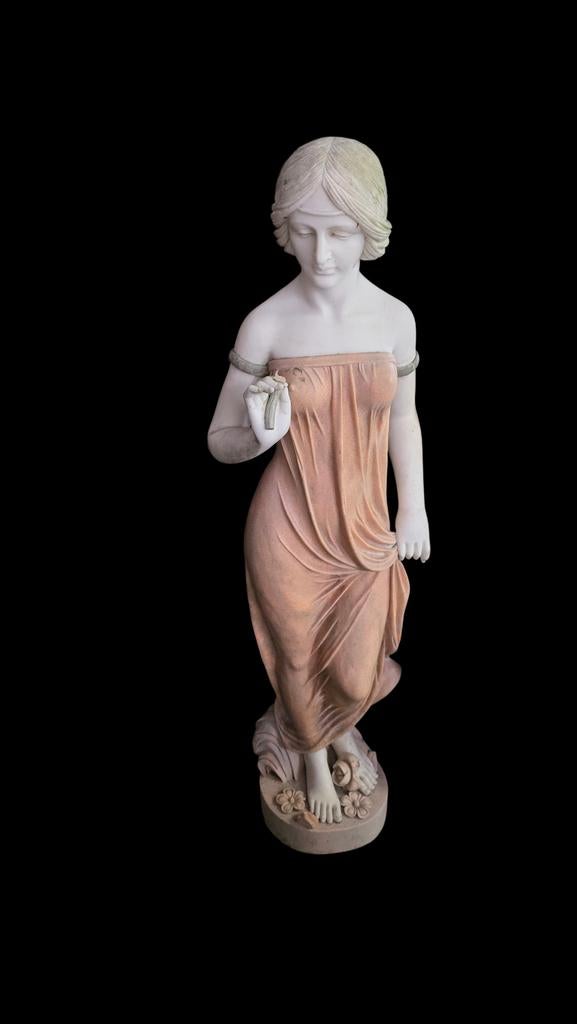 Antiek massief marmeren beeld van vrouw, 1.50m hoog
