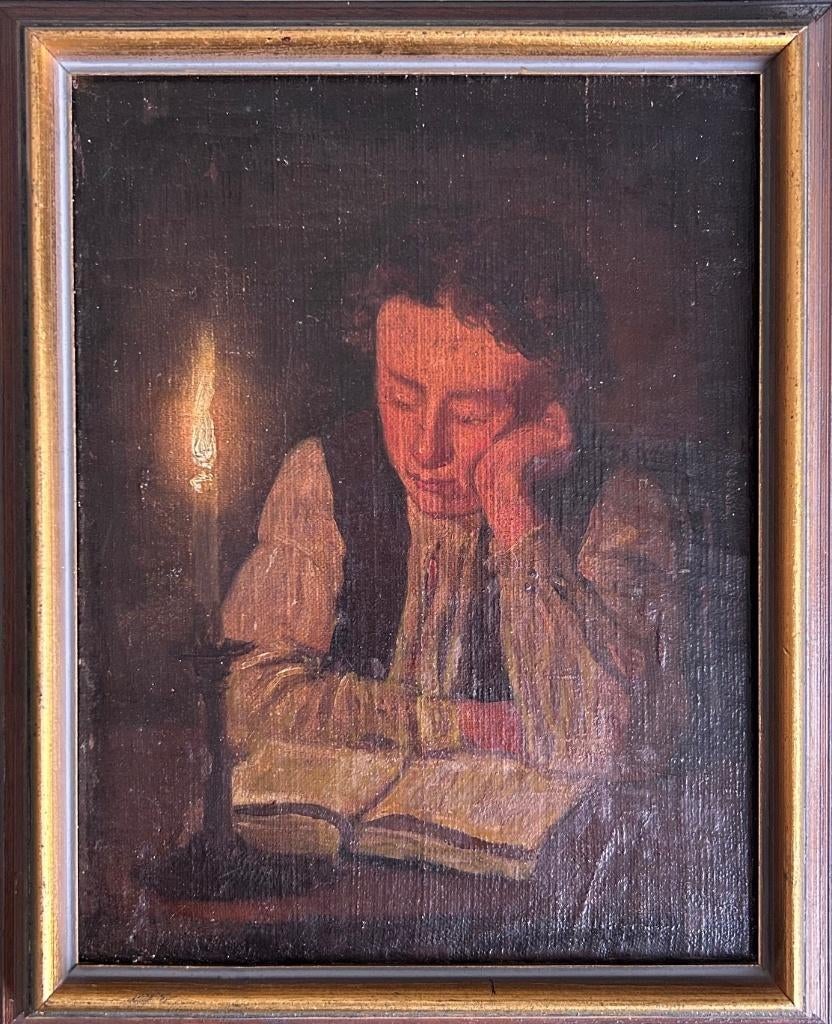 schilderij van lezende man, Ophalen of Verzenden