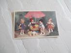 oude kinderkaart poppentafereel/bloemenkraam, Ophalen of Verzenden, 1940 tot 1960, Ongelopen, Kinderen